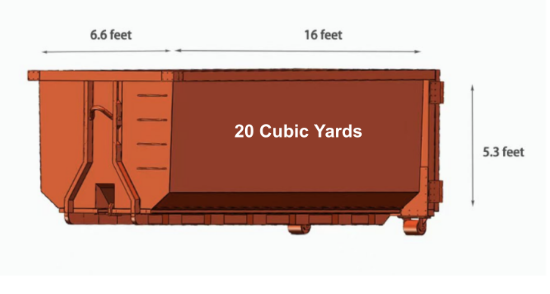 Picture of 20-Cubic-Yard Dumpster for General Debris (Wood, Drywall, & More). Same-Day Delivery Available.